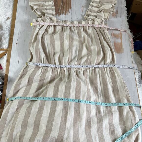 VERO MODA Belted Linen Blend Stripe Jumpsuit Size XL - Picture 8 of 9